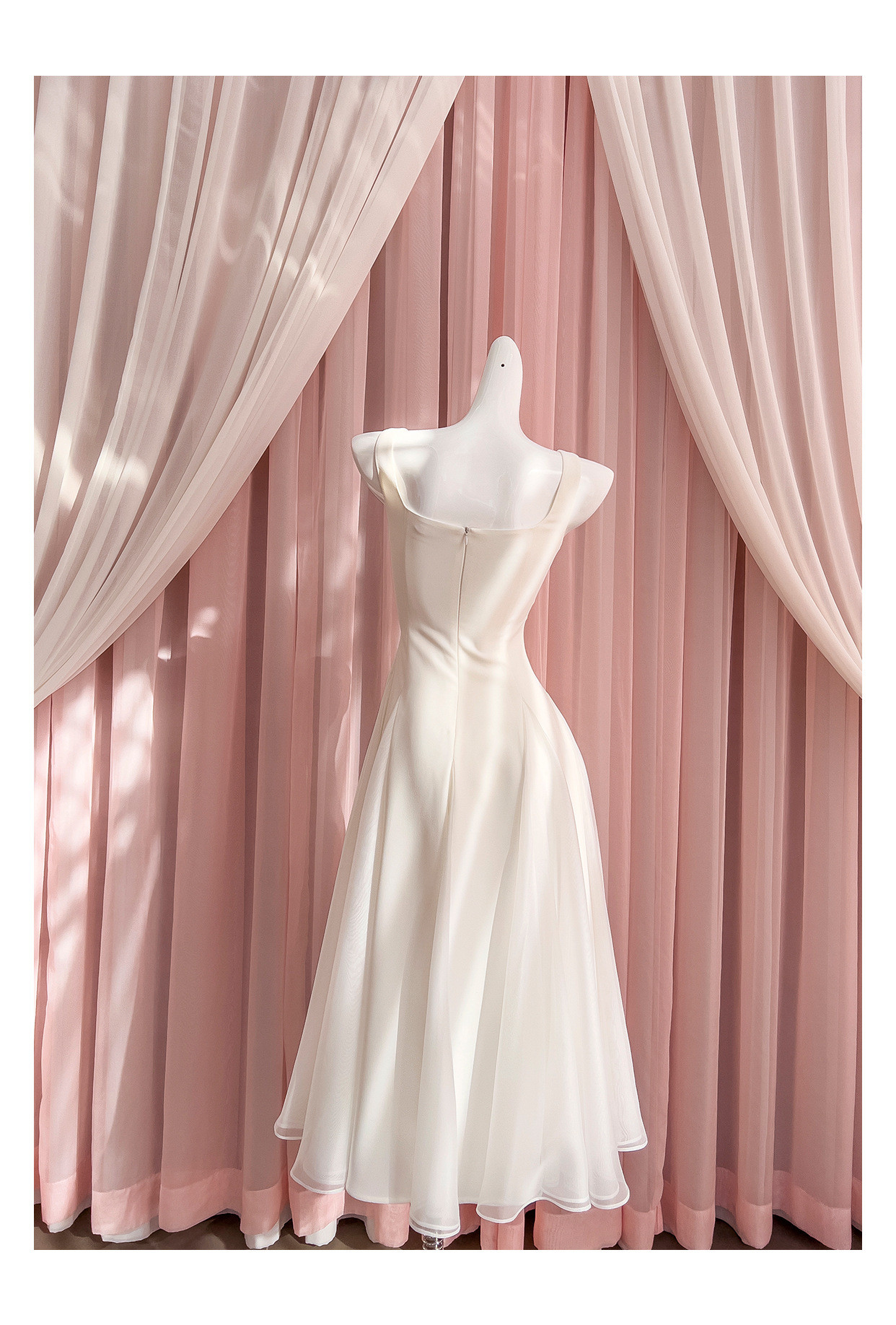 カラードレス パーティードレス 白 シンプル 韓国風 パーティー 演奏会 前撮り お呼ばれ 68462