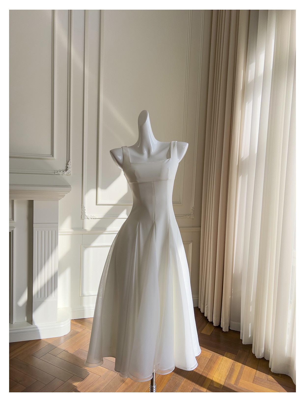 カラードレス パーティードレス 白 シンプル 韓国風 パーティー 演奏会 前撮り お呼ばれ 68462