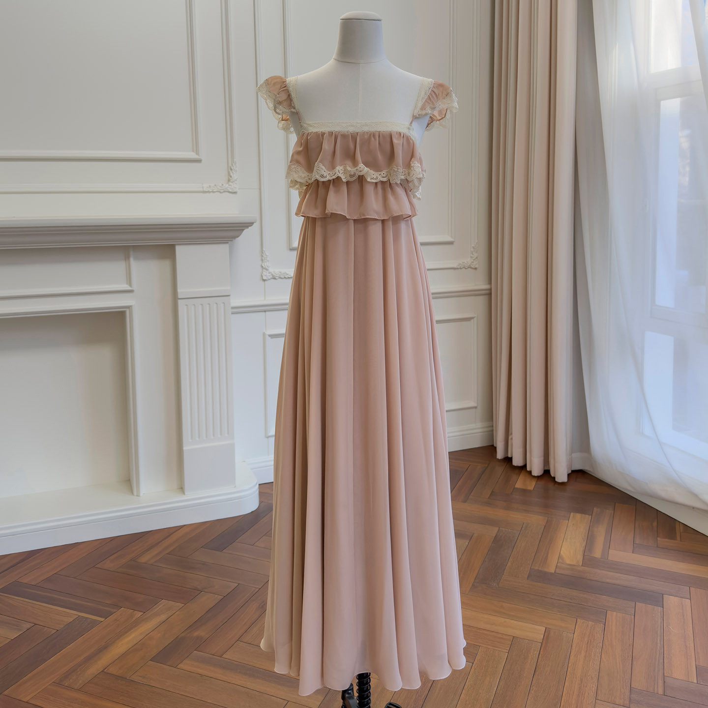 カラードレス パーティードレス ピンク シンプル 韓国風 パーティー 二次会 前撮り お呼ばれ 69617