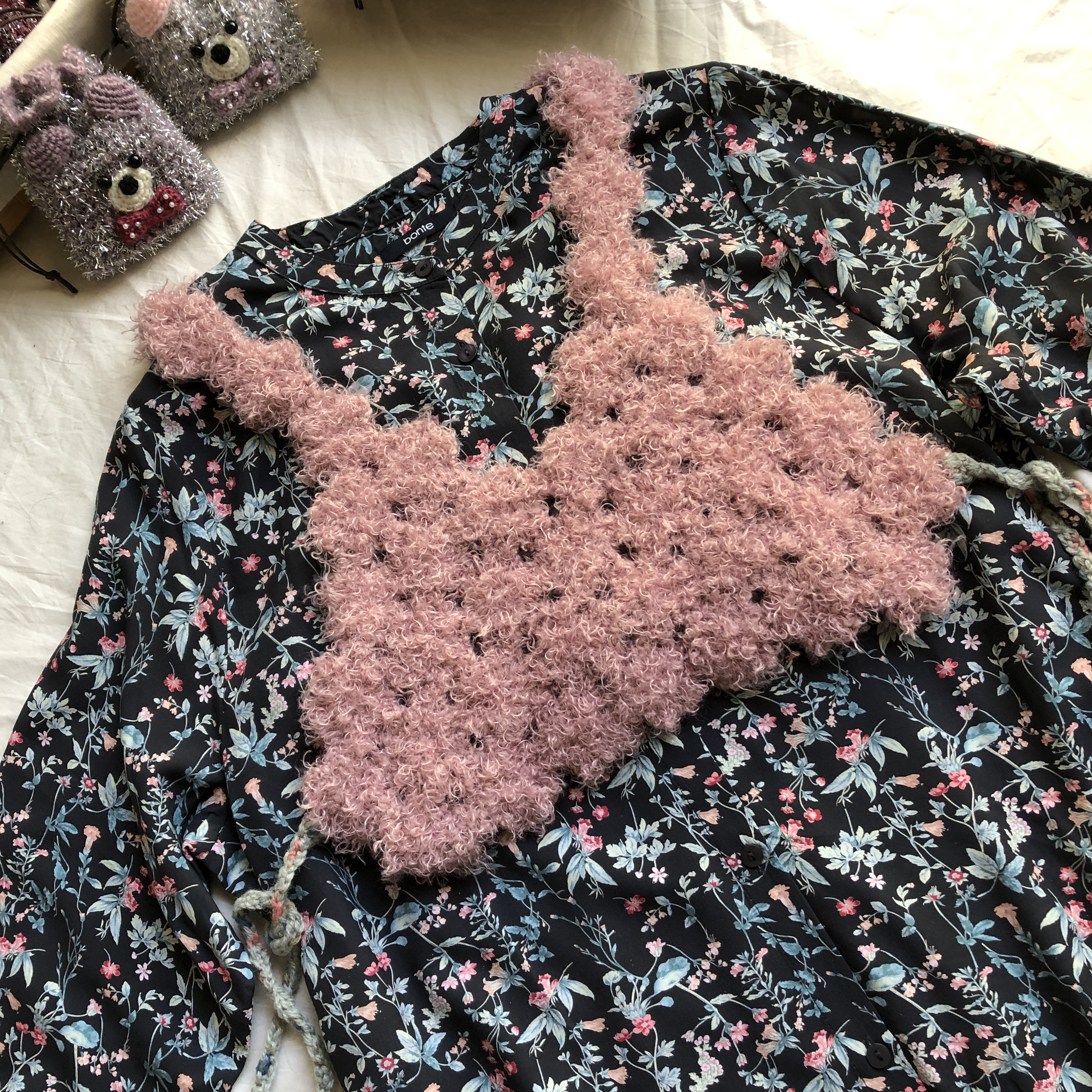 ☆1点限定・再販なし☆ ふわふわモフモフの手編みニットビスチェ・ピンク