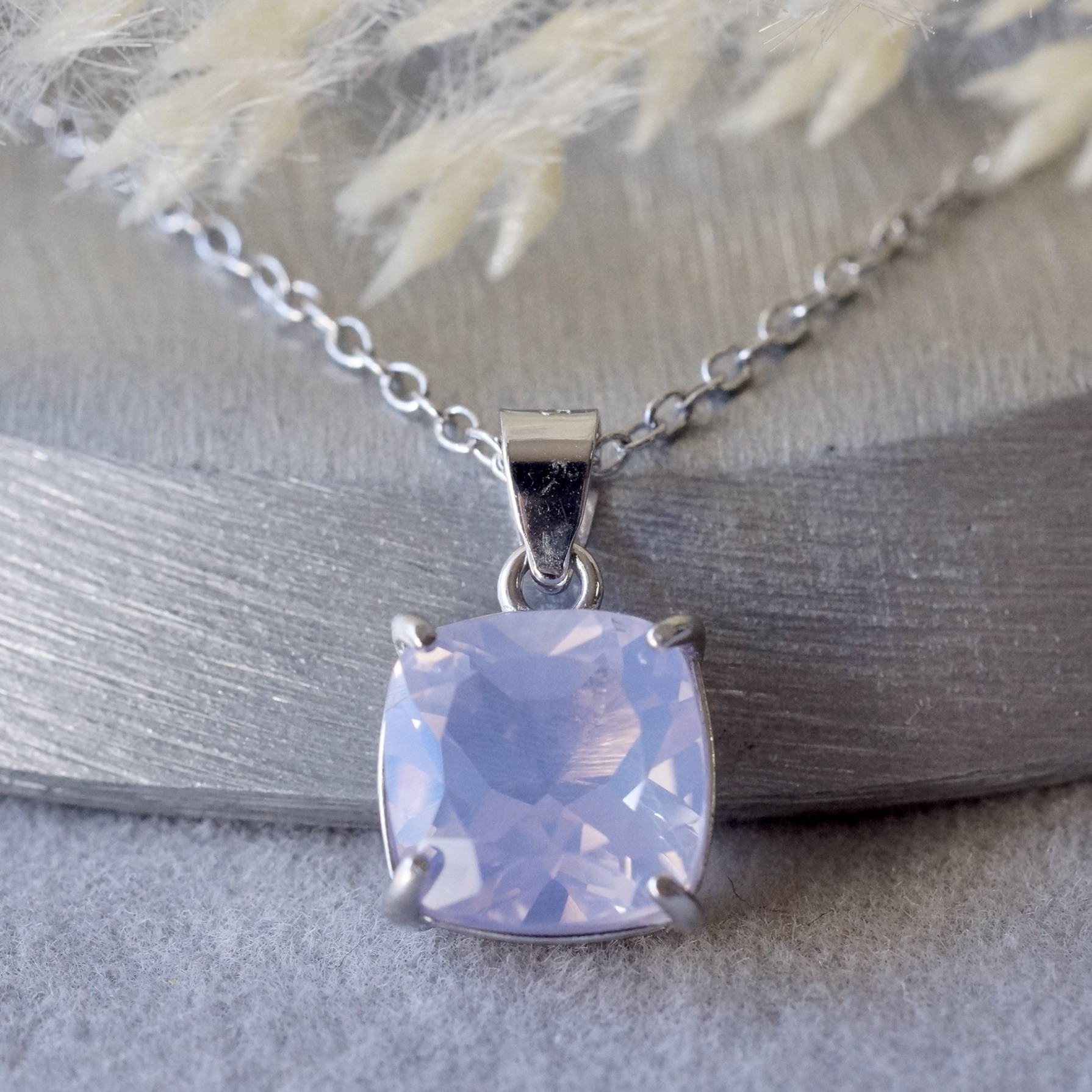 2月誕生石　スコロライト　クッションカット　ペンダントトップ　ロジウムコーティング　シルバー925　8mm