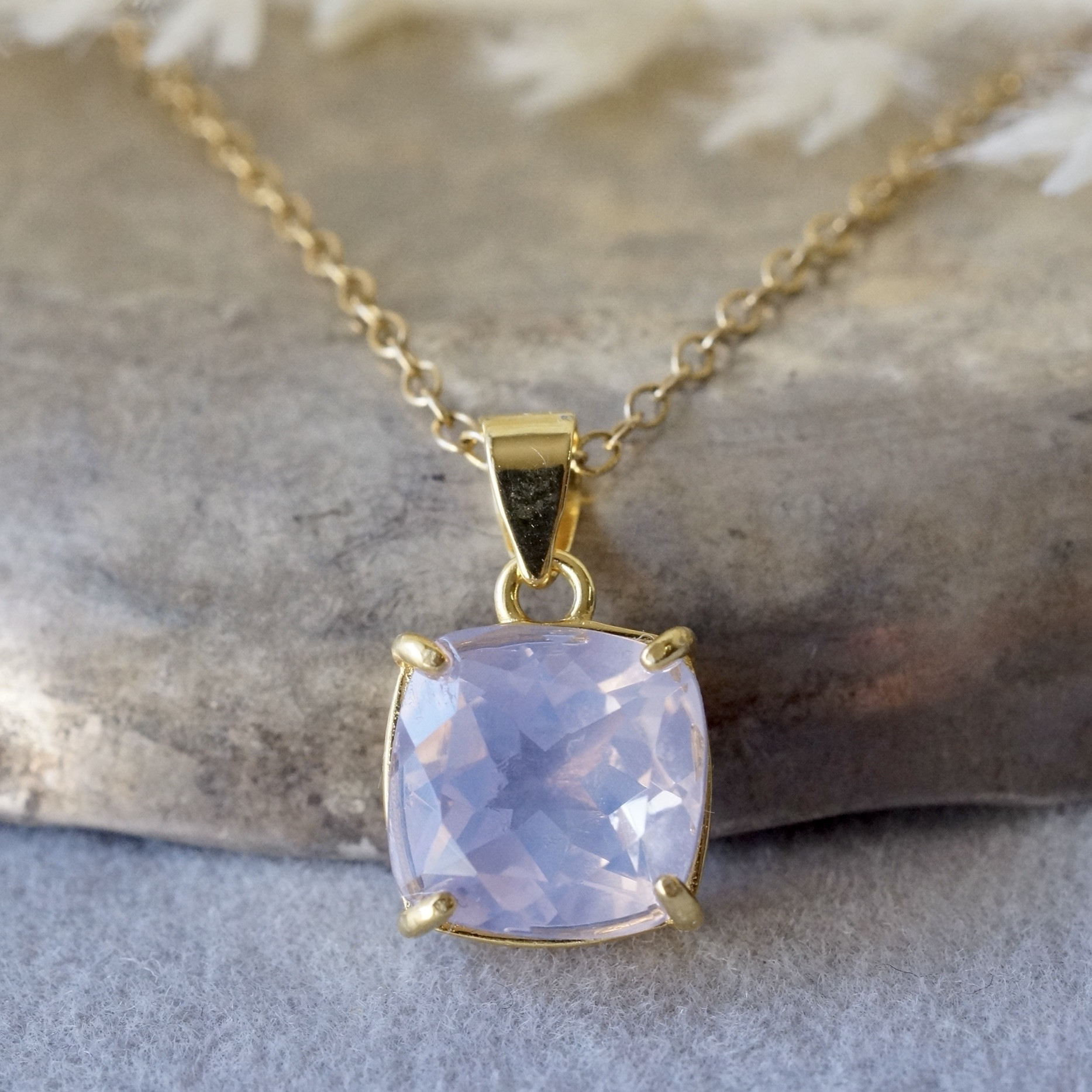 2月誕生石　スコロライト　クッションカット　ペンダントトップ　18kゴールドプレーテド　シルバー925　8mm