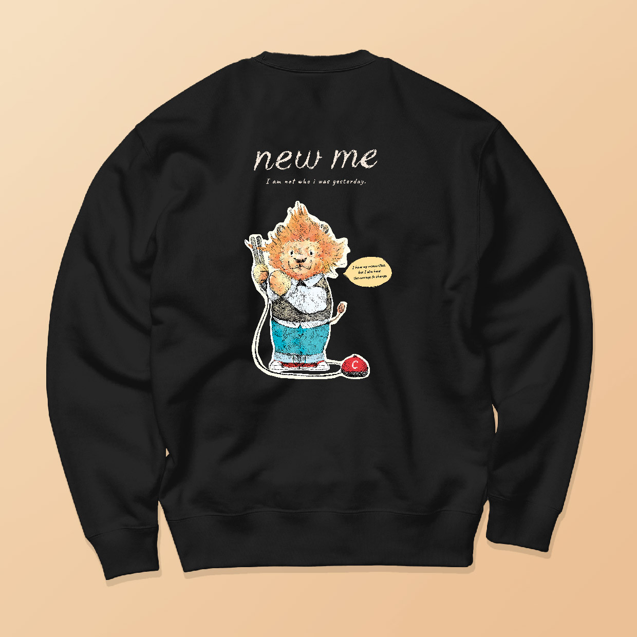 スタンダード スウェット「NEW ME ライオン」しっかりコットン生地//送料無料