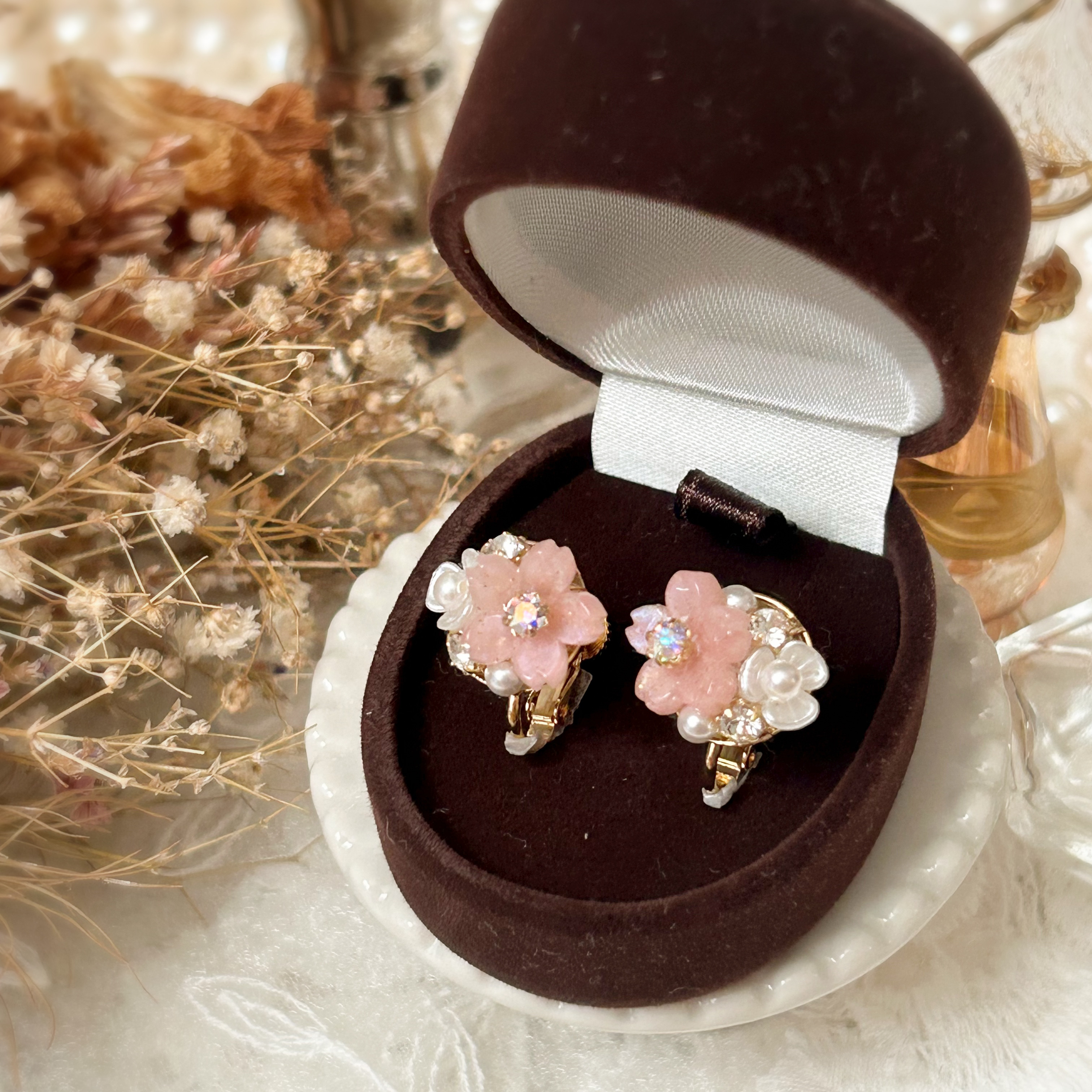 桜とパールのイヤリング【花･春･さくら･上品･セレモニー･結婚式･お呼ばれ･ママ･卒業入学式】{RPG-1068er｝