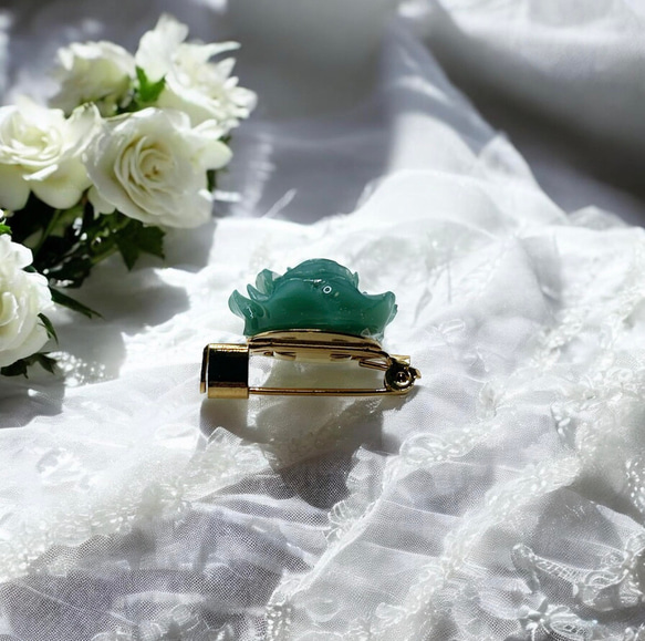 《グリーンアメジスト・ローズ》薔薇マンテルブレスレット/3A宝石質グリーンアメジスト/コットンパールサージカルステンレス 7枚目の画像