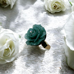 《グリーンアメジスト・ローズ》薔薇マンテルブレスレット/3A宝石質グリーンアメジスト/コットンパールサージカルステンレス 6枚目の画像