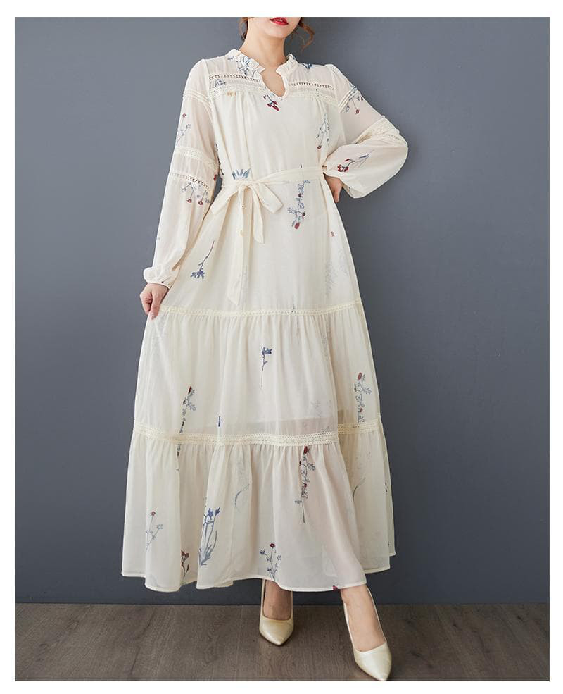 ロング　ワンピース　大きいサイズ レディース 春夏　 新品 半長袖　清楚　花柄 5,023円