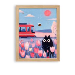 絵画 。壁掛け絵原画【ロマンチックな花の間、美しい少女のダンスと