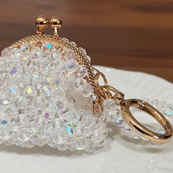 ビーズ がま口 小物入れ 小銭入れ ピルケース 黒 黄色 白 チャーム