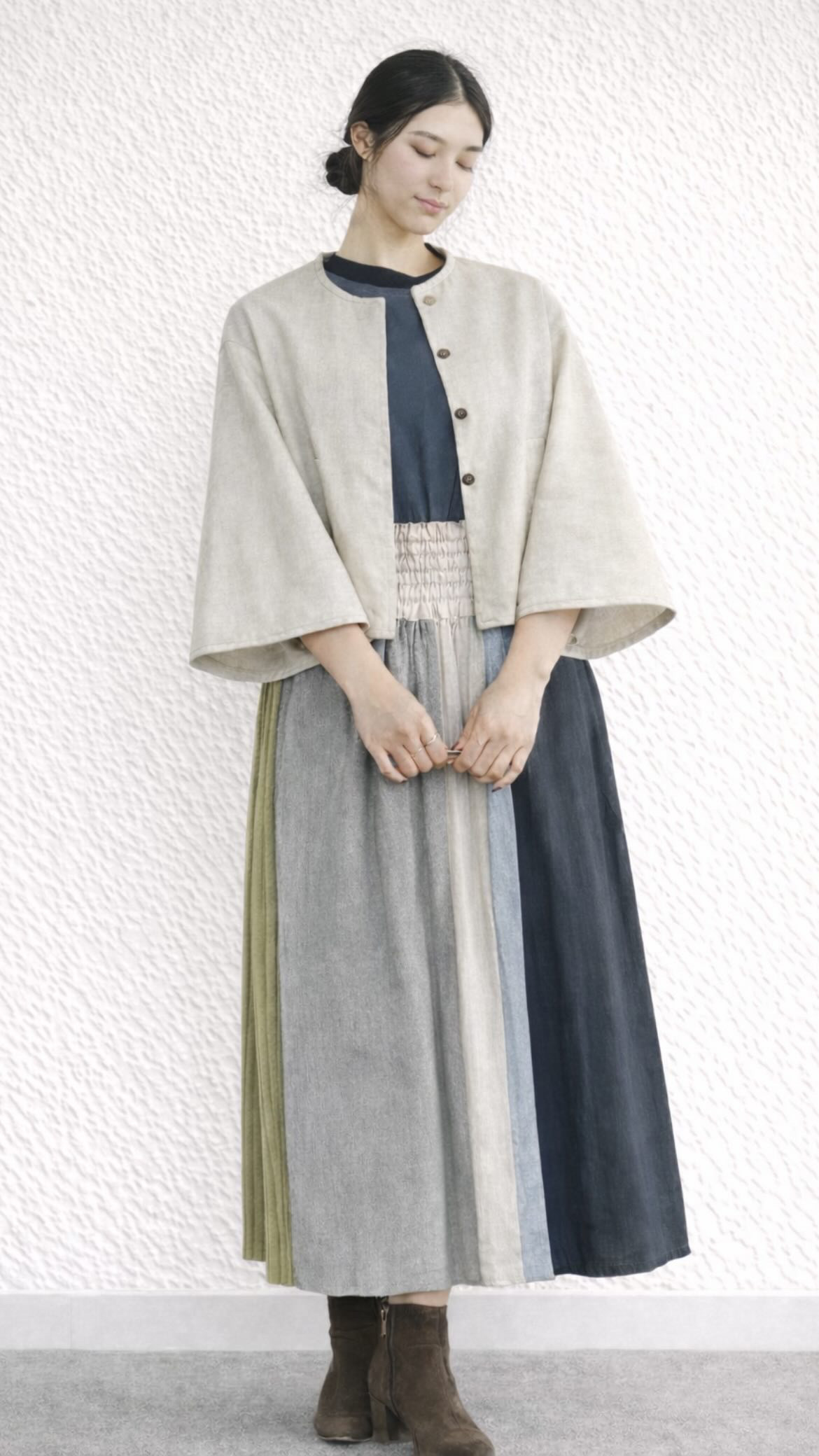 (Hjärta) 大地の呼吸を纏う、優しさを灯す。オーガニックコットンのストールボレロ　遠州織物