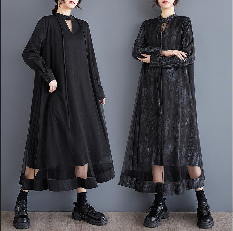 大きいサイズ ワンピース　シアー　レディース 秋冬　春 新品 長袖　ロング