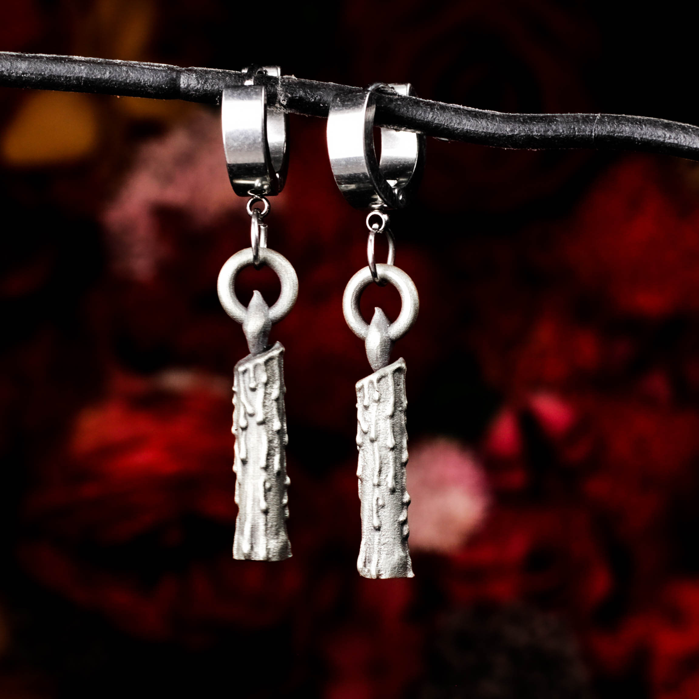 キャンドルイヤリング - 925シルバーゴシックドリップワックスダングルデザイン