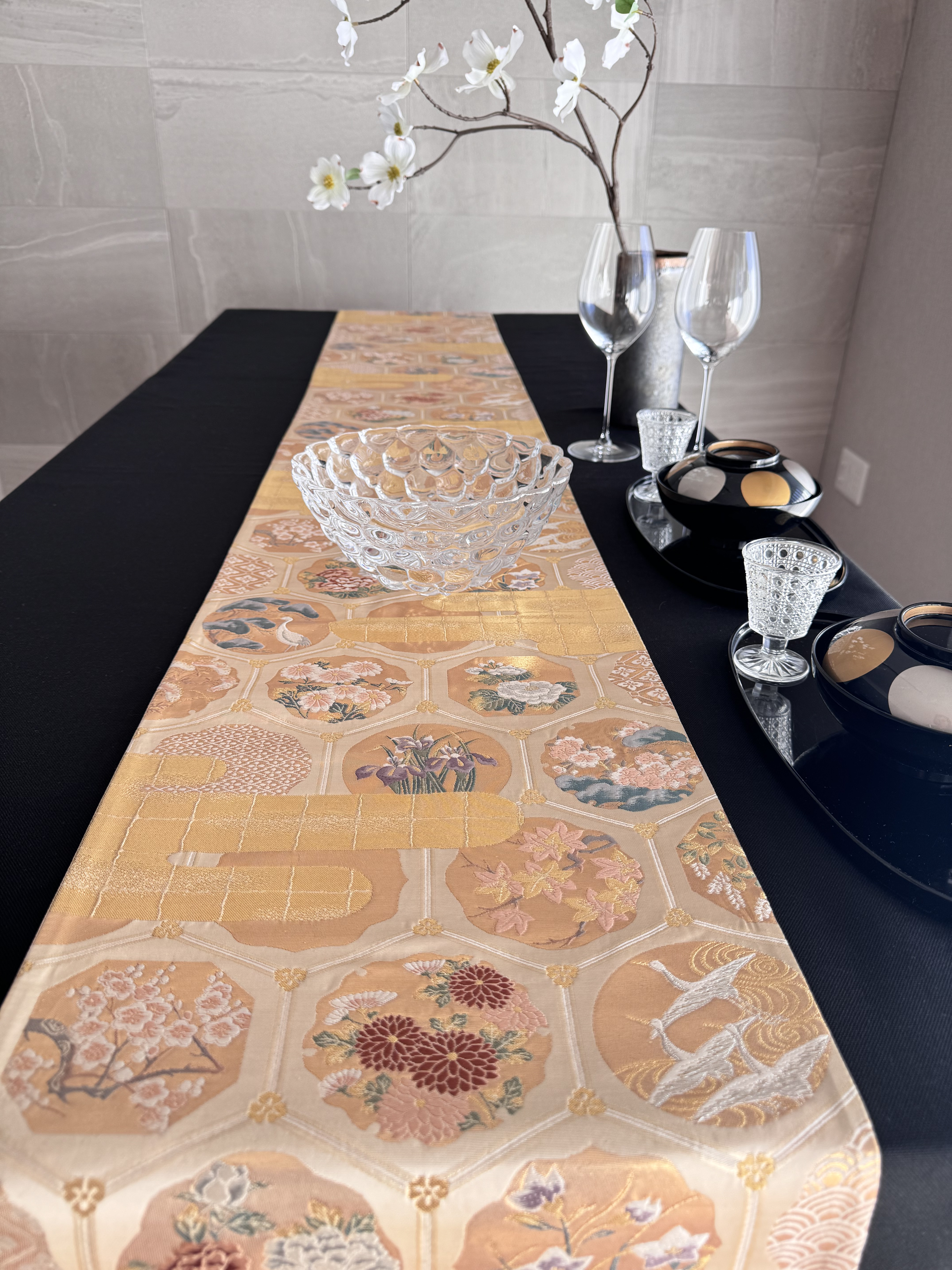 ︎◼︎C1286◼︎オーダー品 高級袋帯 正絹 草花 霞 金糸 箔(〜270cm)