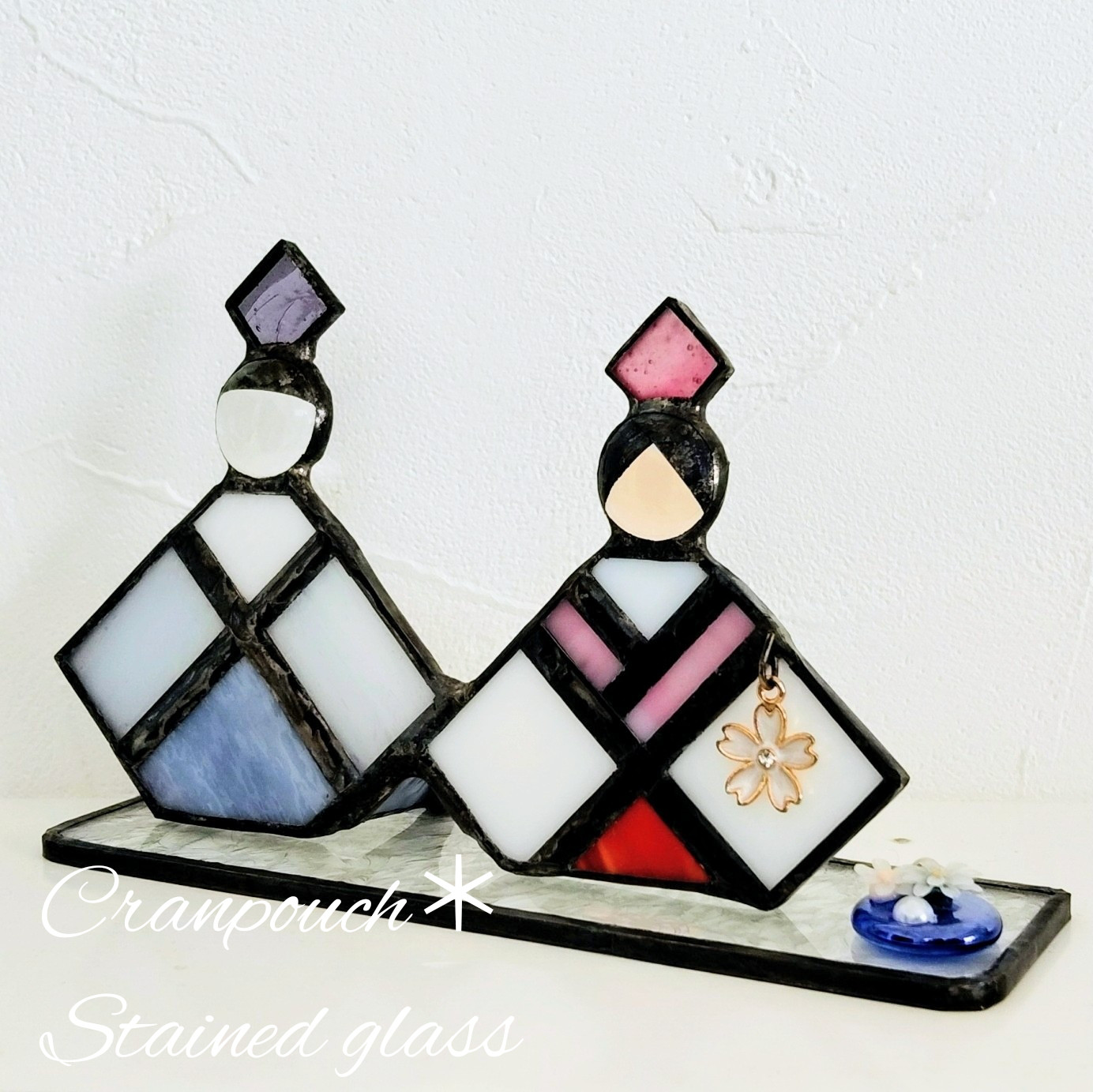 お雛様 Ⅽ21 ラベンダーラベンダー･ホワイト 【ステンドグラス】ガラス ひな祭り 桃の節句 お雛様 ひな人形