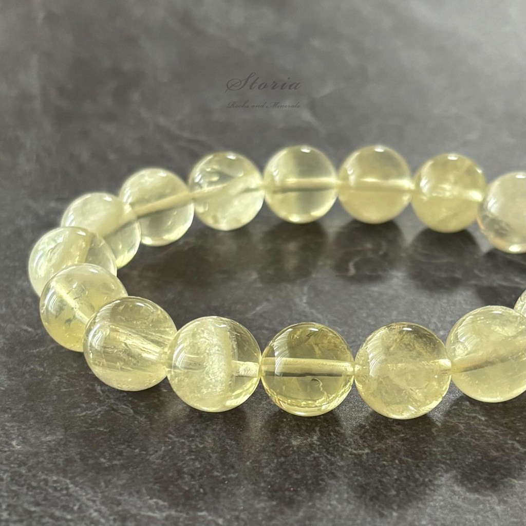 【一点もの】12mm バイーア州産 レモンクォーツ（檸檬水晶）ブレスレット【鑑別済み】