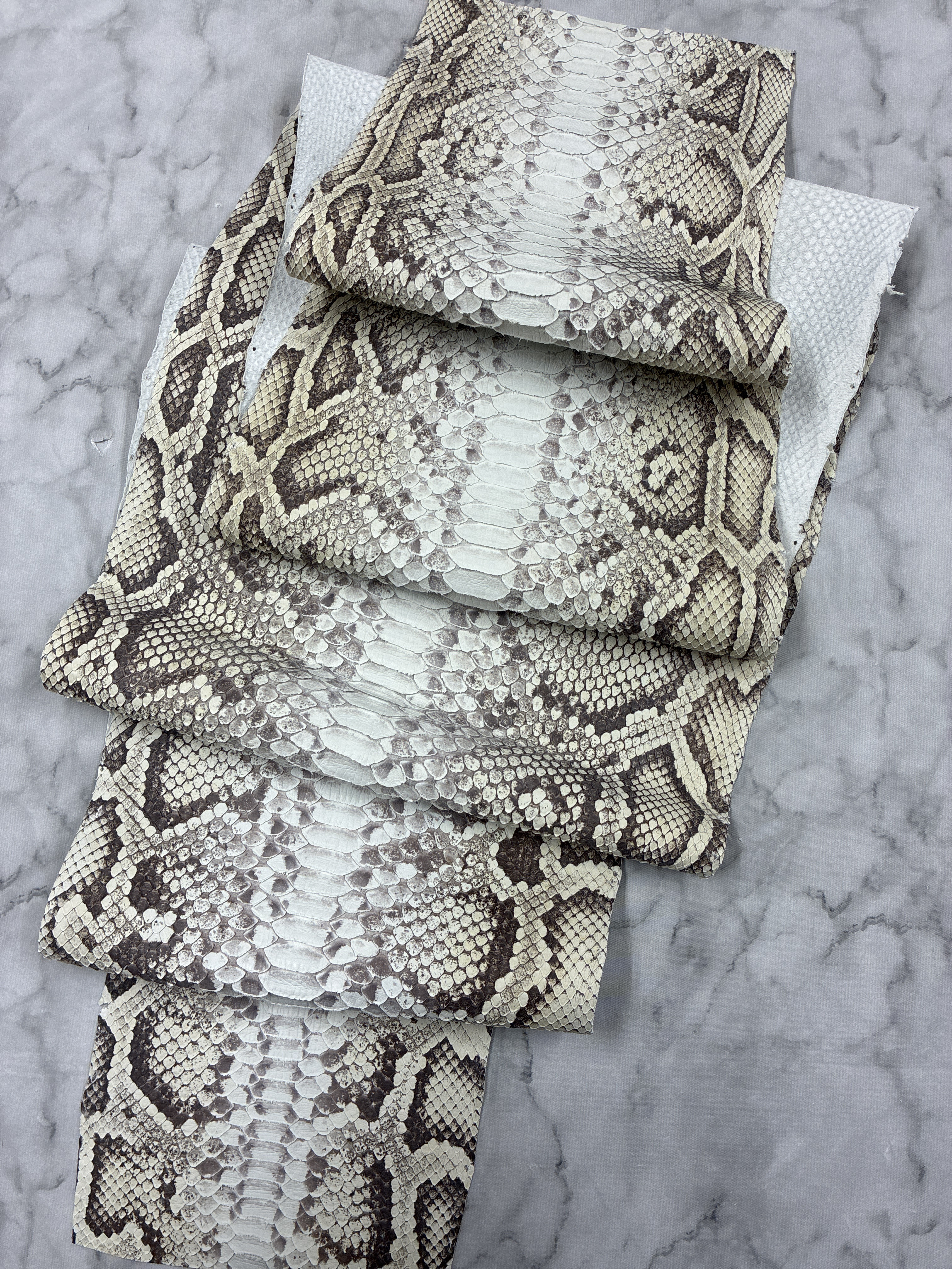 ★お買い得★パイソン　ヘビ革　アイボリーグラデーション 247cm革_P322