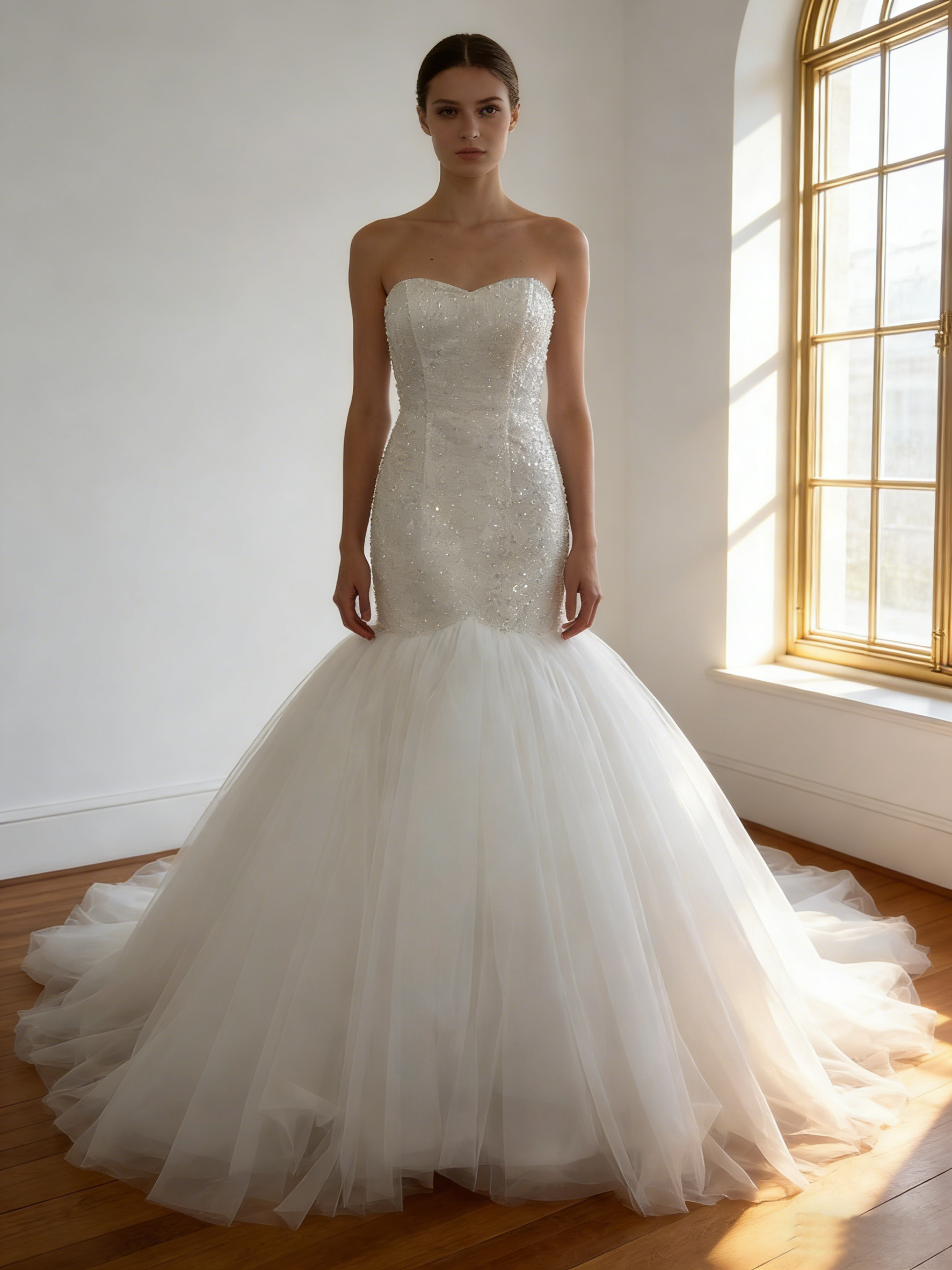 ウエディングドレス  オフホワイト  手作珠繍   細見えシルエット  マーメイドライン ビスチェドレス  結婚式