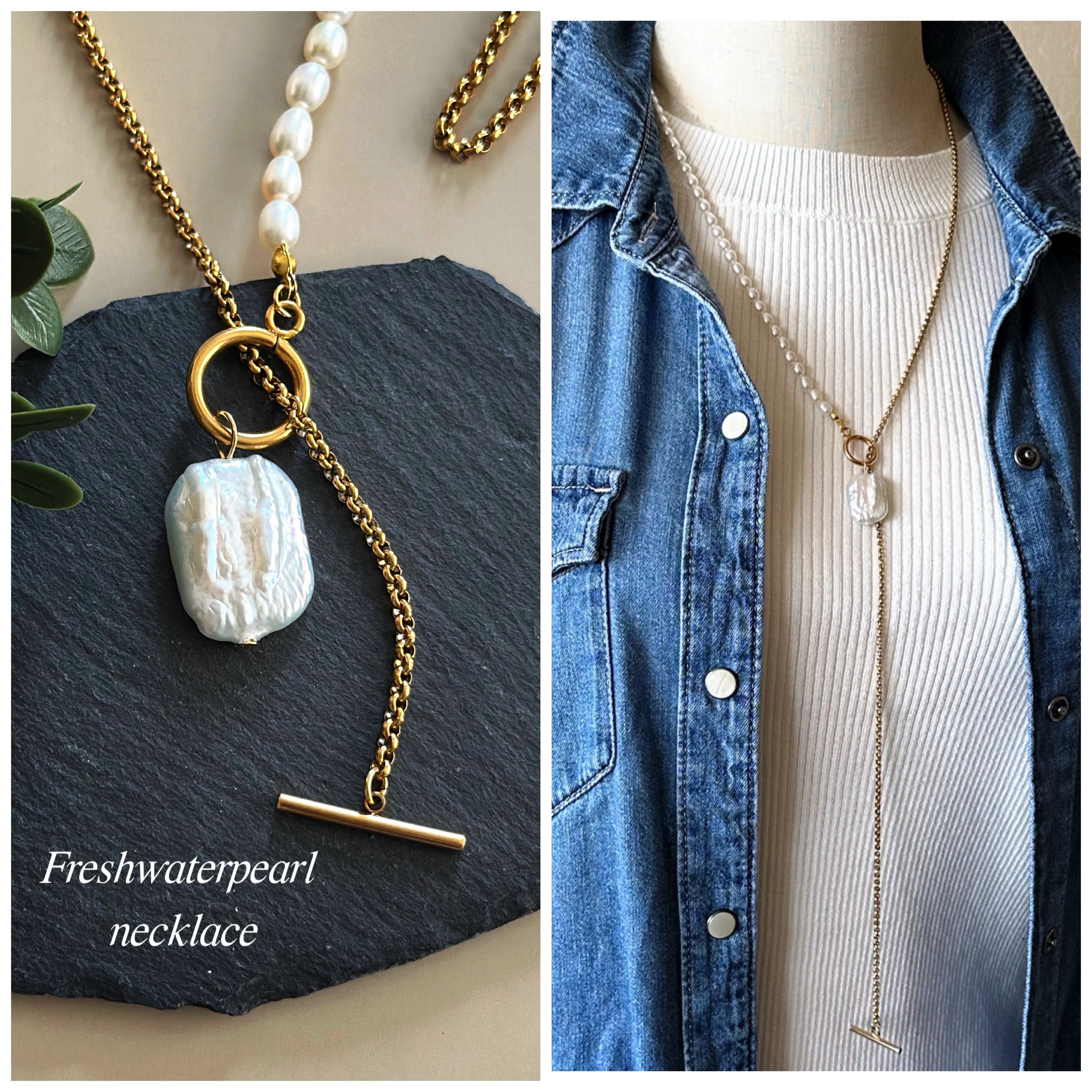 アレルギー対応✧* アレンジが効く 自由自在 3way ホワイト 淡水パール ネックレス ショートミドル ロング 2色