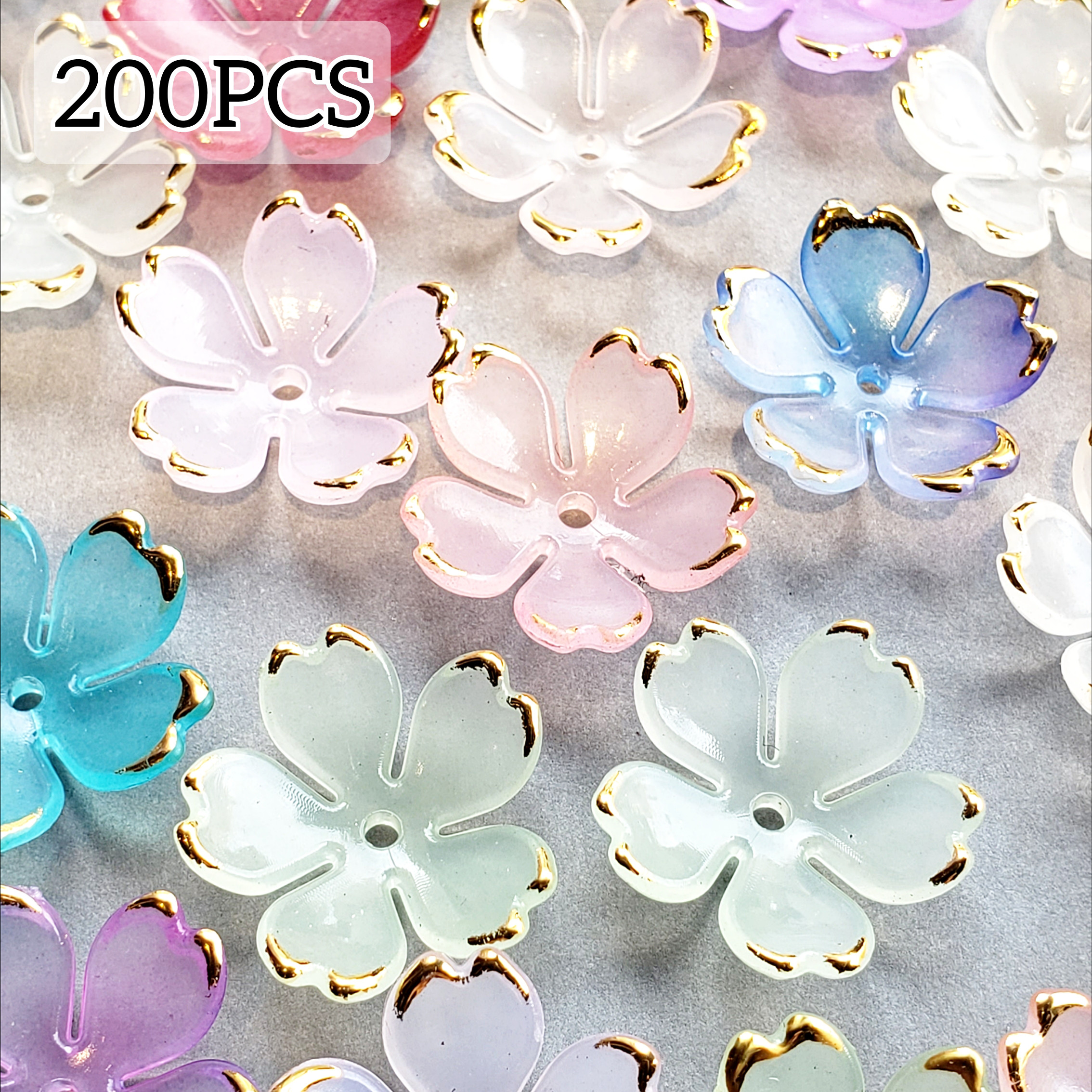 200個 桜 サクラ アクリルビーズ 花びら 春 ビーズ チャーム パーツ