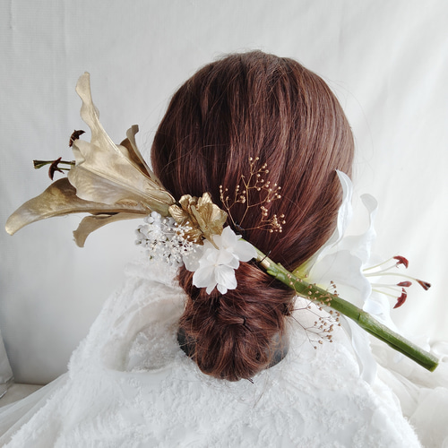 カサブランカの髪飾り白無垢打掛成人式和婚髪飾り - ヘアピン