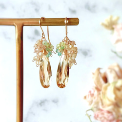 高品質アンデシンラブラドライトとプレシャスオパールの光の女神ピアス