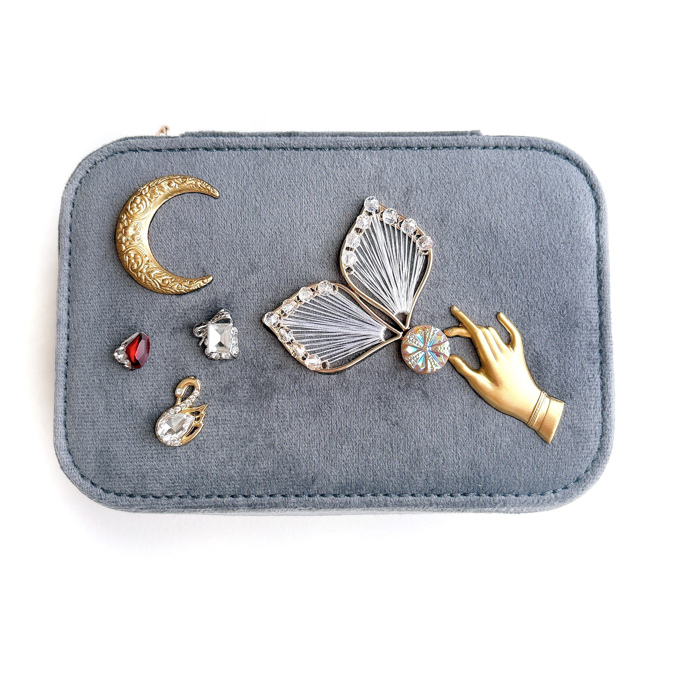 月光の宝石箱 ［アースグレー］Fairy Realm Collection / チェコガラス装飾