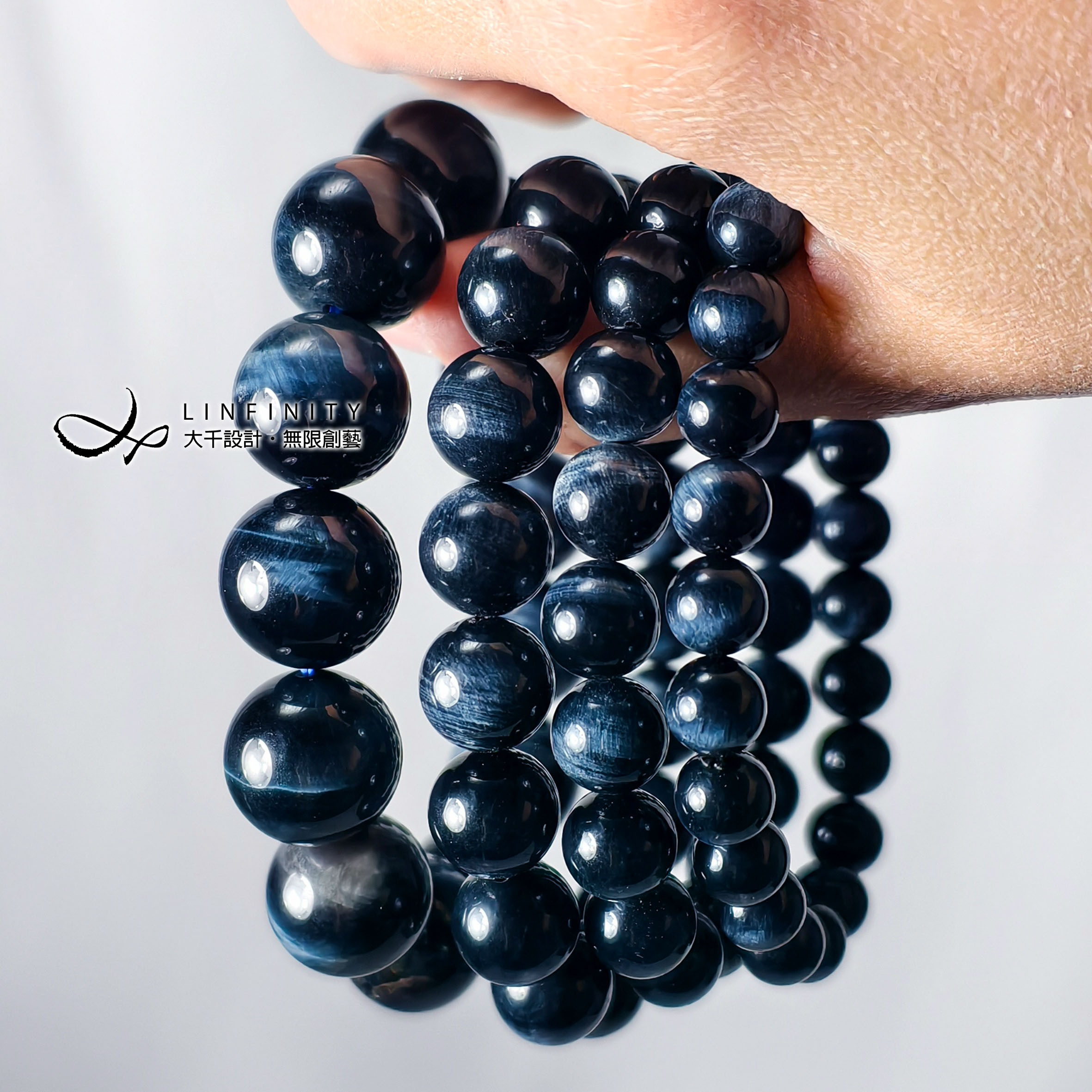 希少な最高級ブルータイガーアイ・ライトニングイーグルアイブレスレットビーズ（12mm）。贈り物に最適です。