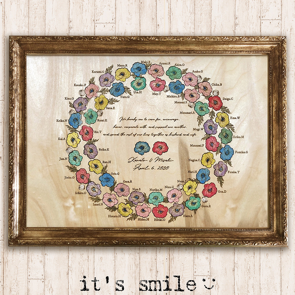 結婚証明書FLOWERS｜ゲスト参加型結婚証明ボード｜送料無料 ウェルカムボード ウェディング ゲスト参加型 結婚証明書