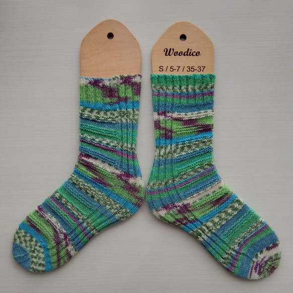 『どこでもかかと』くつ下☆メンズサイズ☆緑色・水色・白・紫色＊洗濯機OK！ 2枚目の画像