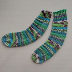 『どこでもかかと』くつ下☆メンズサイズ☆緑色・水色・白・紫色＊洗濯機OK！ 6枚目の画像