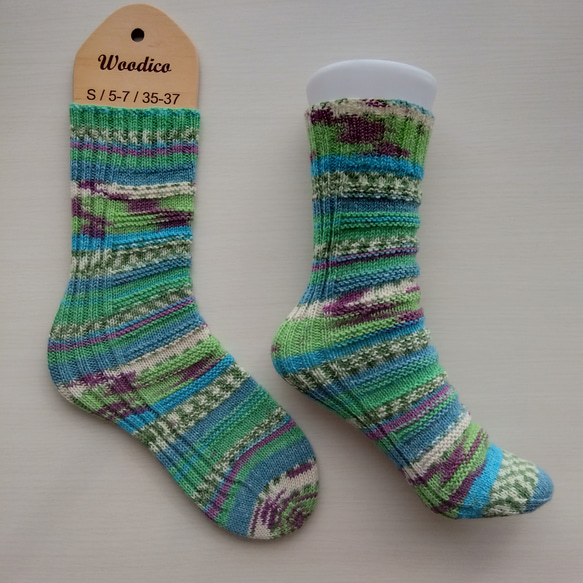 『どこでもかかと』くつ下☆メンズサイズ☆緑色・水色・白・紫色＊洗濯機OK！ 3枚目の画像