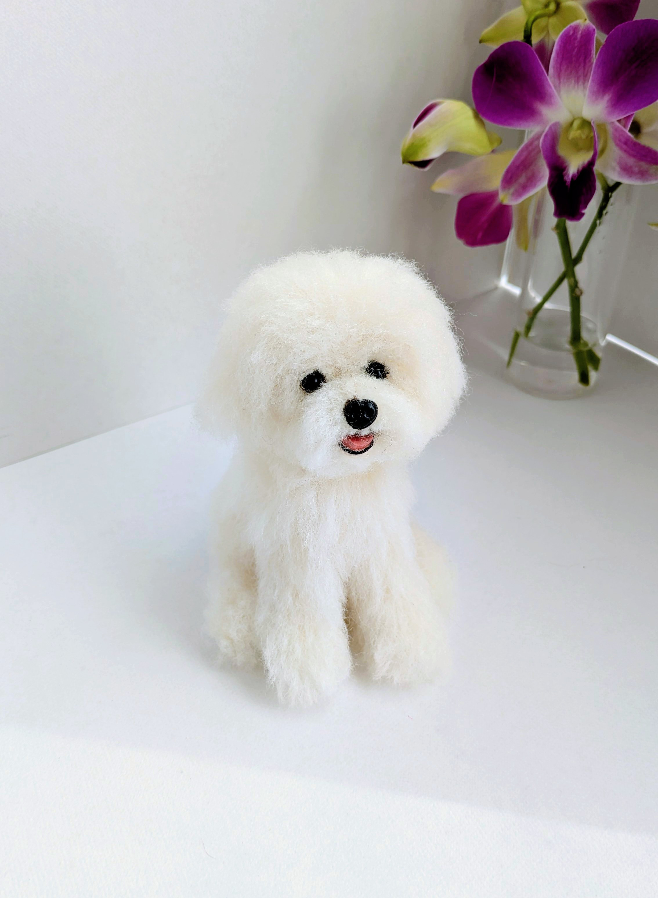 ビションフリーゼ　羊毛フェルト　ぬいぐるみ　犬　置き物　送料無料