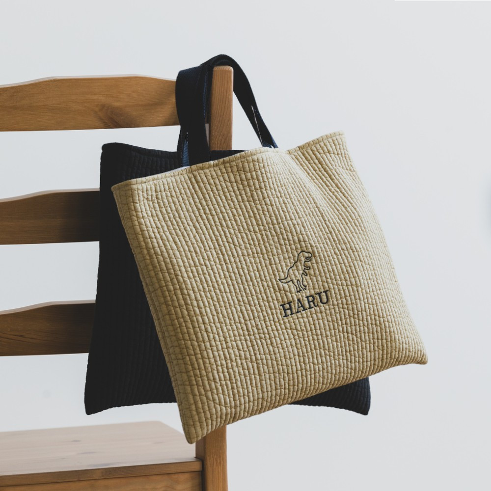 シンプル恐竜刺繍 が おしゃれ 名入れできる レッスンバッグ 男の子レッスンバッグ　ヌビバッグ