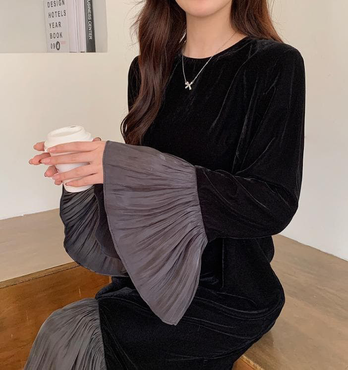 ワンピース　ロング　大きいサイズ レディース 秋冬　春 新品 長袖　フレア