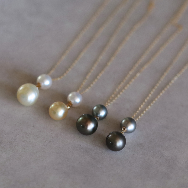 【４点限定】南洋真珠とあこや真珠のY字ネックレス　選べる　14kgf 金属アレルギー 長さ調節 50cm 40cm