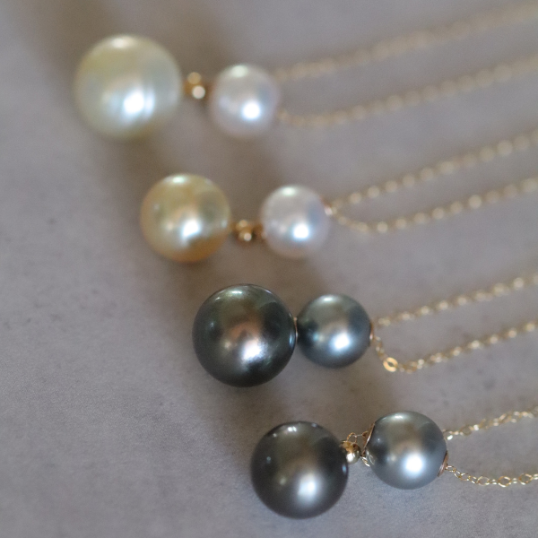 【４点限定】南洋真珠とあこや真珠のY字ネックレス　選べる　14kgf 金属アレルギー 長さ調節 50cm 40cm