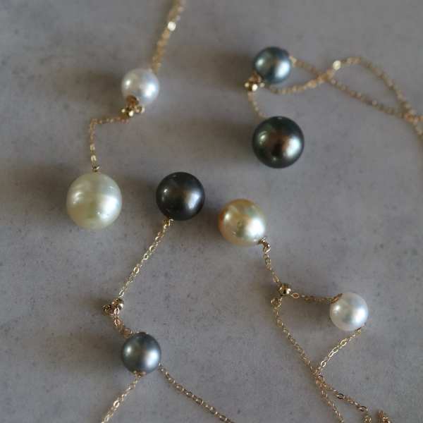 【４点限定】南洋真珠とあこや真珠のY字ネックレス　選べる　14kgf 金属アレルギー 長さ調節 50cm 40cm