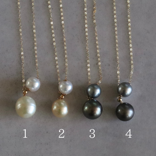 【４点限定】南洋真珠とあこや真珠のY字ネックレス　選べる　14kgf 金属アレルギー 長さ調節 50cm 40cm
