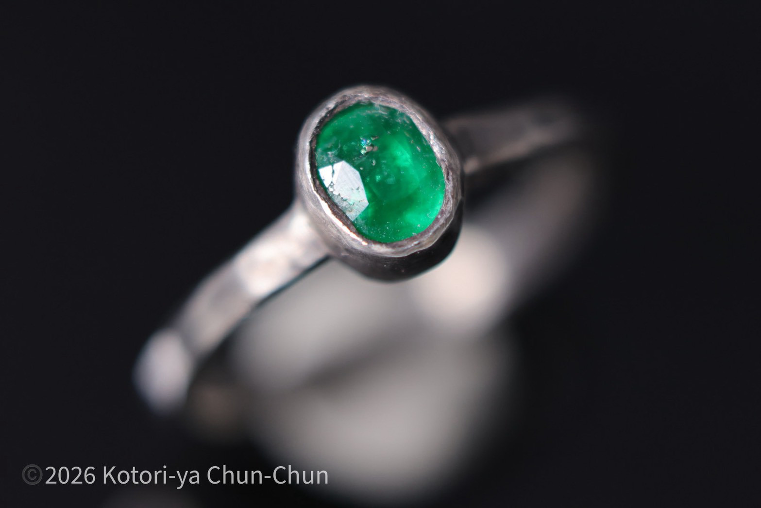 【小鳥屋が探し回って見つけた石】タイアの特注カットパイライトインエメラルド・シルバーリング【銀翠】