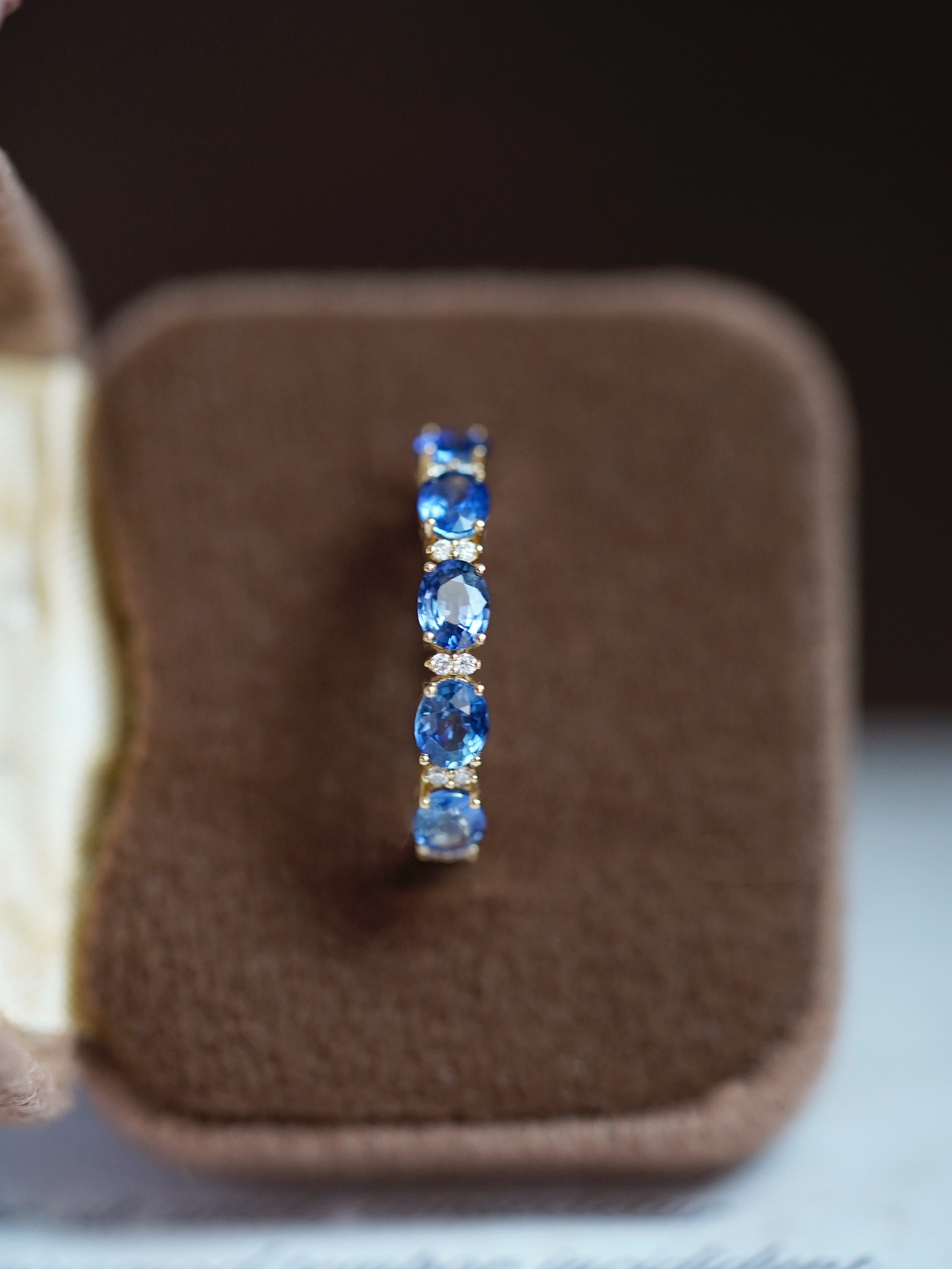 天然ダイヤモンド付きサファイアリングk18 4501