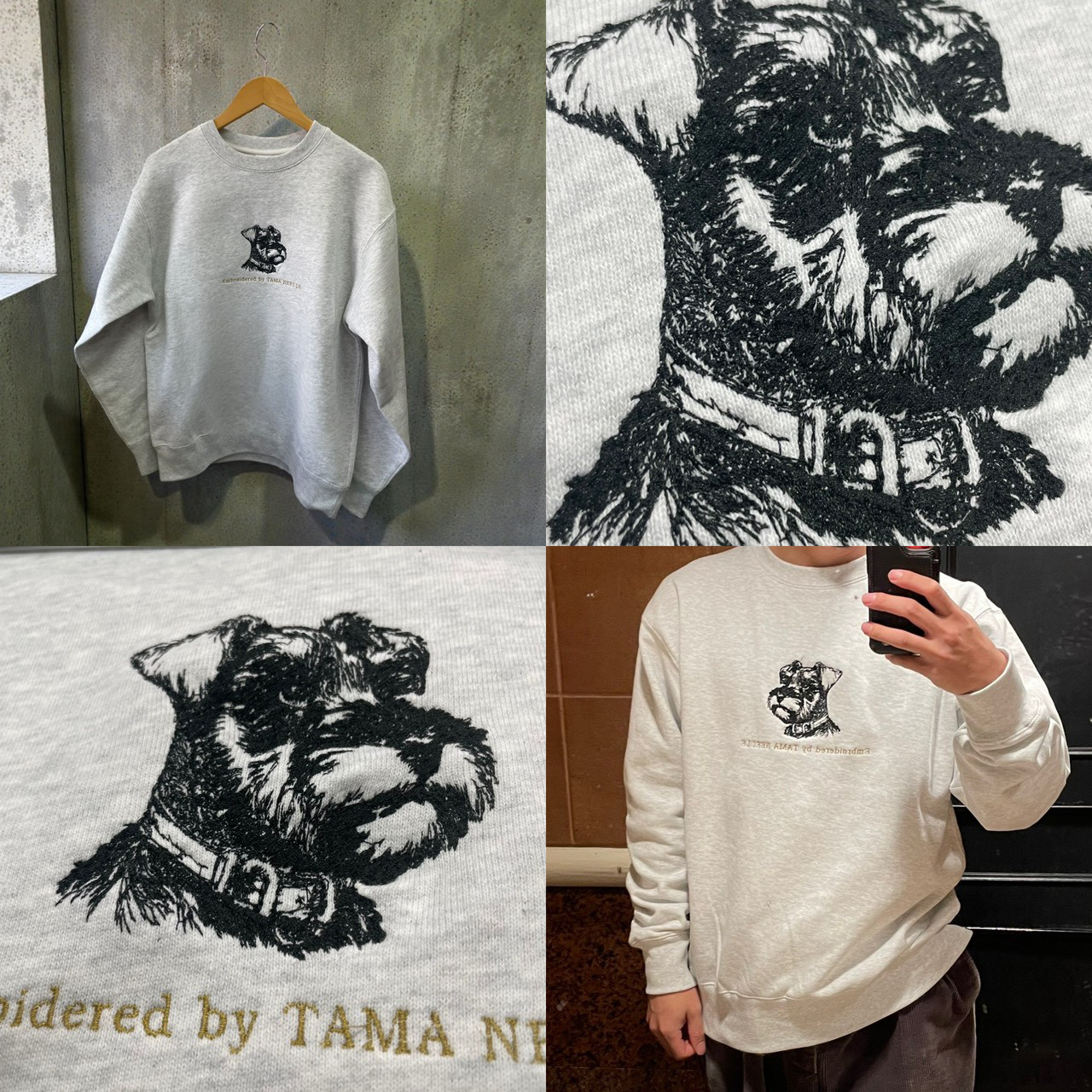 レトロな【鉛筆スケッチ】刺繍スウェット（8.8オンス）