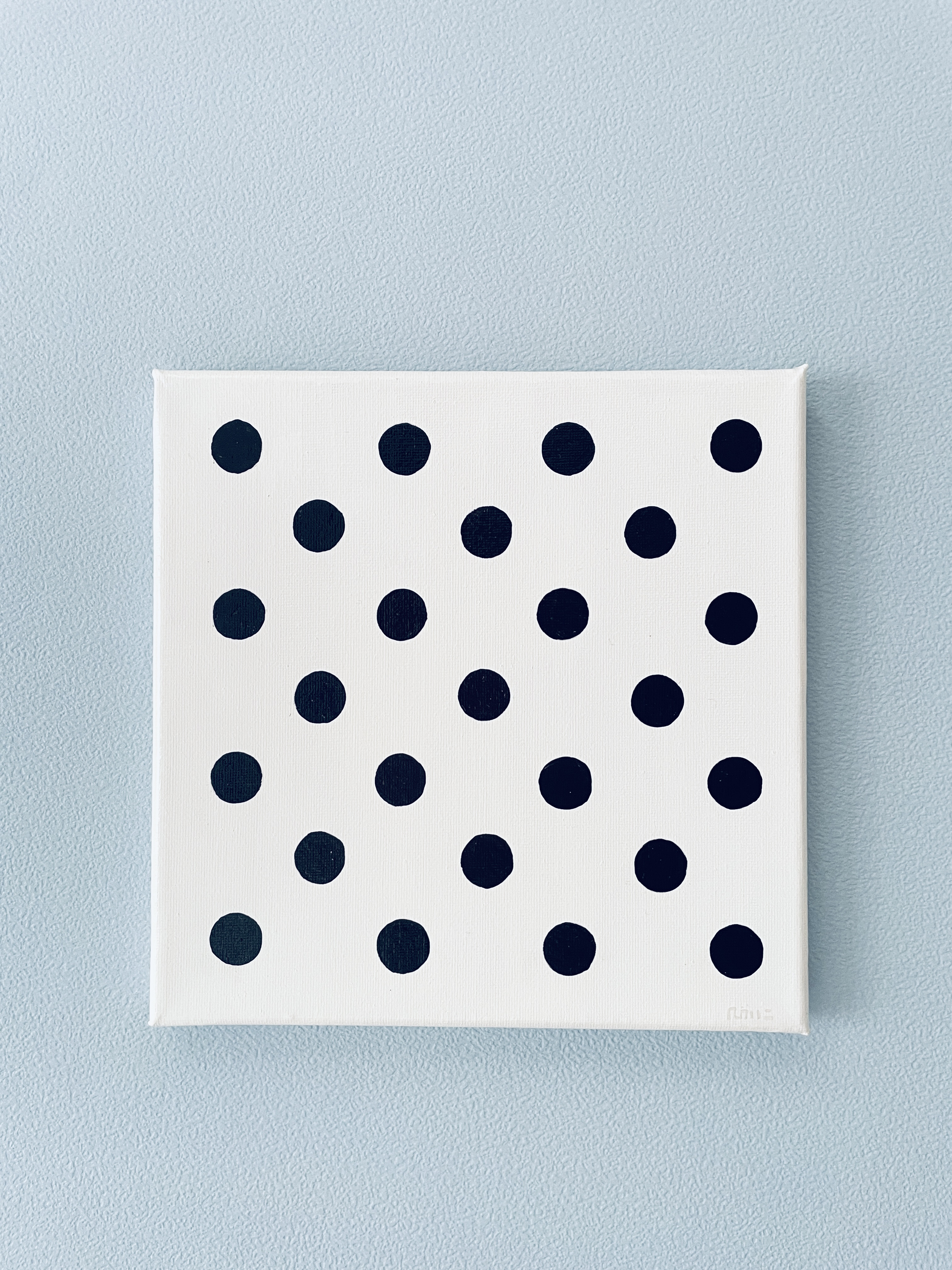 【海外風インテリア】※受注制作　モノトーンドットキャンバス20cm角／北欧・韓国風ウォールアート