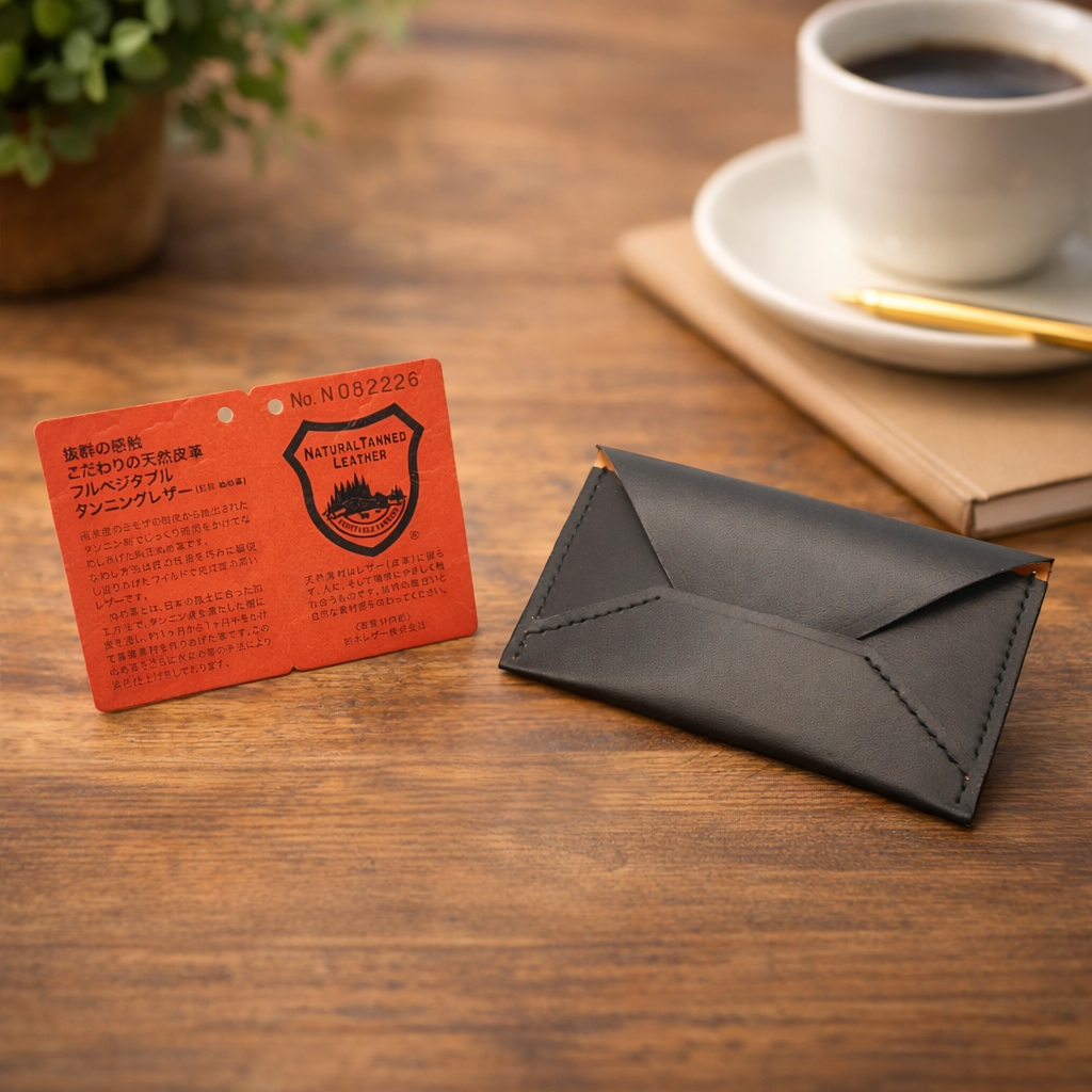 薄型 名刺入れ 栃木レザー 10枚収納 超軽量9g ギフト ボックス付（メンズ/ビジネス）