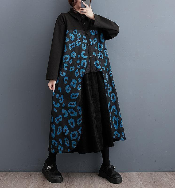 大きいサイズ レディース ロング　ワンピース　ブルー　春 秋冬 新品 長袖　青