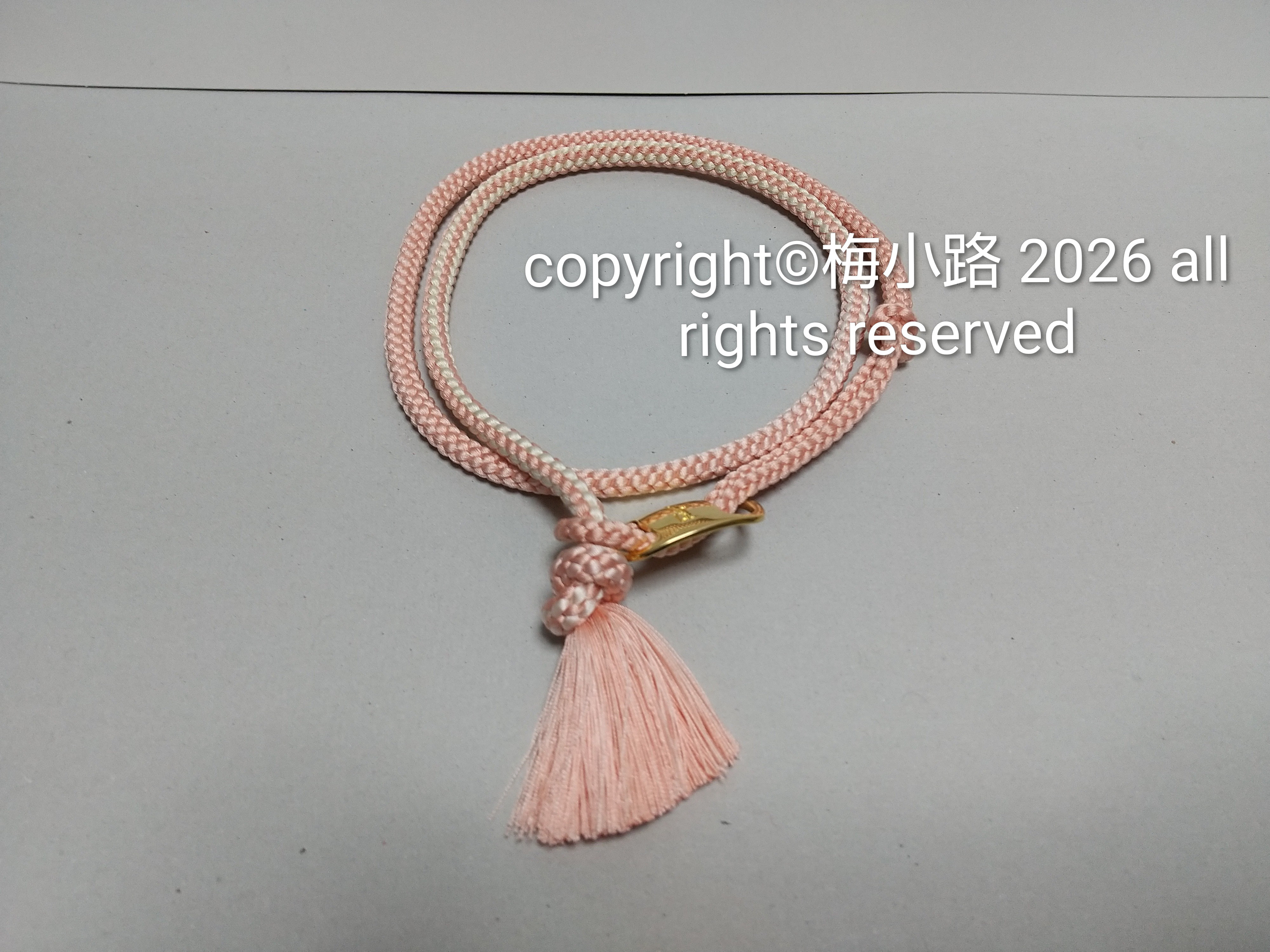 ネックレスの紐　フラミンゴ色x白コンビ/flamingo 　68cm　No.86/100