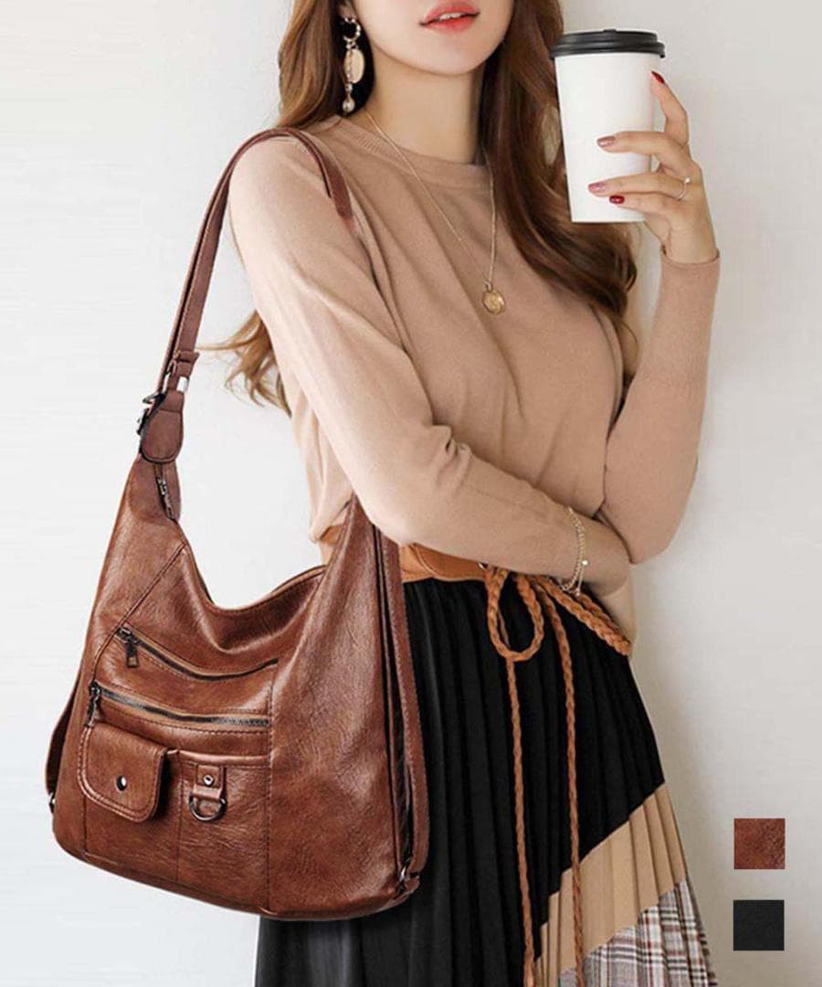 レディース PUレザー 肩掛けバッグ レトロ 柔らかい かばん 大容量　新品