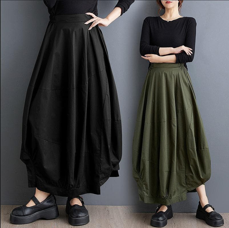 大きいサイズ レディース スカート　カーキ　ゆったり　春夏 秋 新品 バルーン