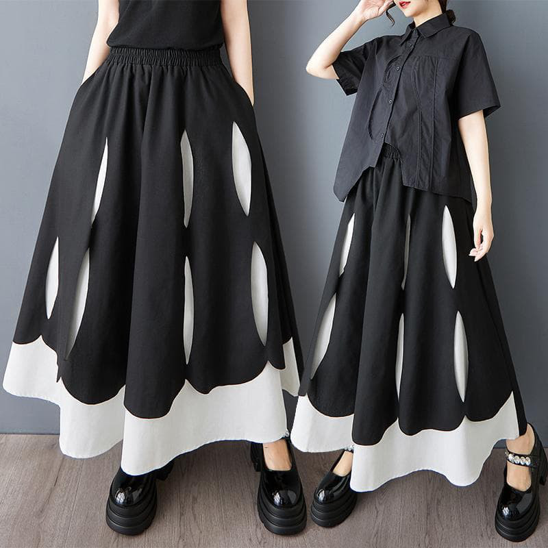 大きいサイズ スカート　モノトーン　レディース 春夏　 新品 ウエストゴム