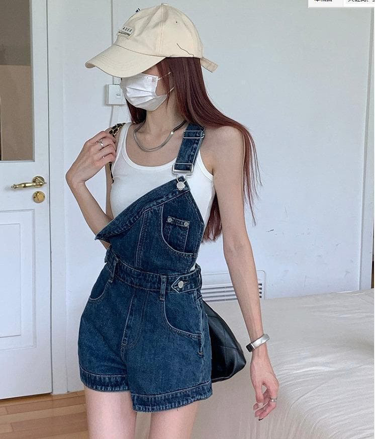 大きいサイズ レディース サロペット　ショートパンツ　デニム　春夏 秋 新品