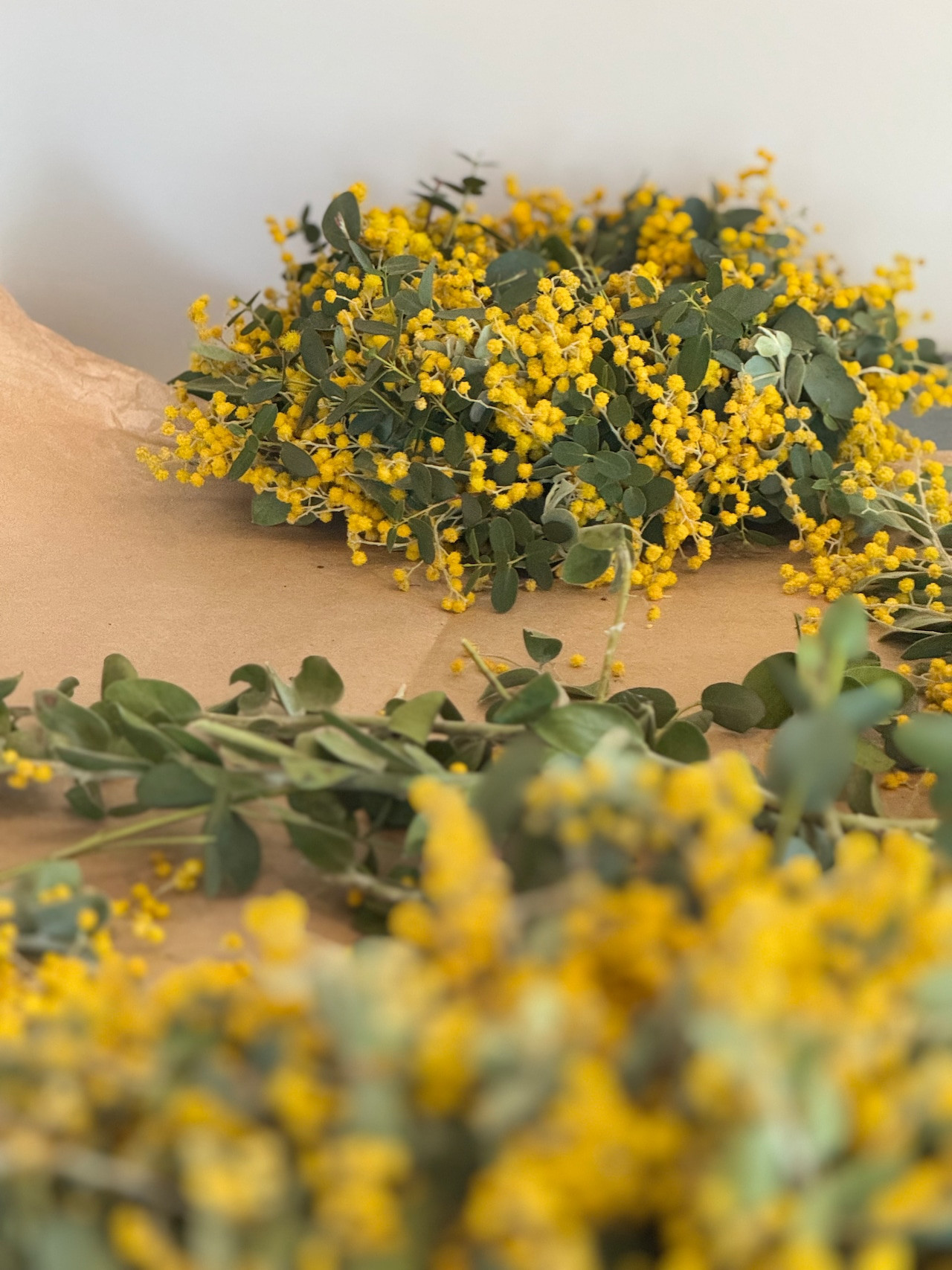 【季節限定】春の訪れ　ミモザのリースキットセット 　　　　　　お部屋に春の息吹を届ける手作りアイテム！